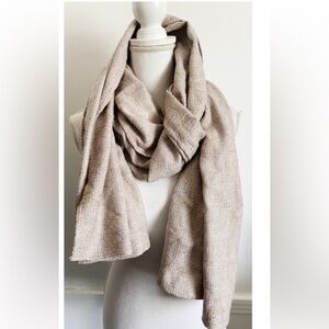 Mantero • Cream Tan 100% Silk Thick Scarf